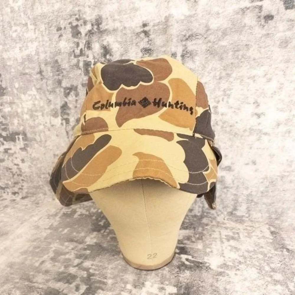 Vtg Columbia Trapper Hat Delta Camouflage Camo Duck Hunting Ear USA Size S/M